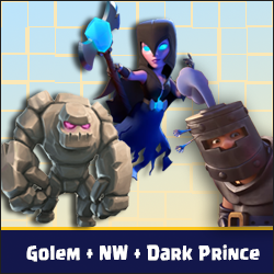 Arena 12: decent deck with Golem, Night Witch and Dark Prince!