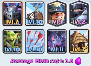 Deck with Mega Knight, Skeletton Barrel and Miner